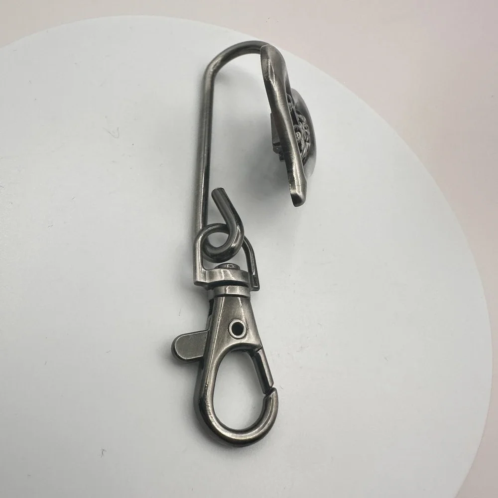 Vintage 90s Silver Tone Filigree Open Heart Key Finder Purse Hook Accessory - Picture 5 of 8